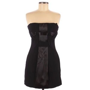 BCBGMaxAzria Black Strapless Ribbon Front Dress B19/18